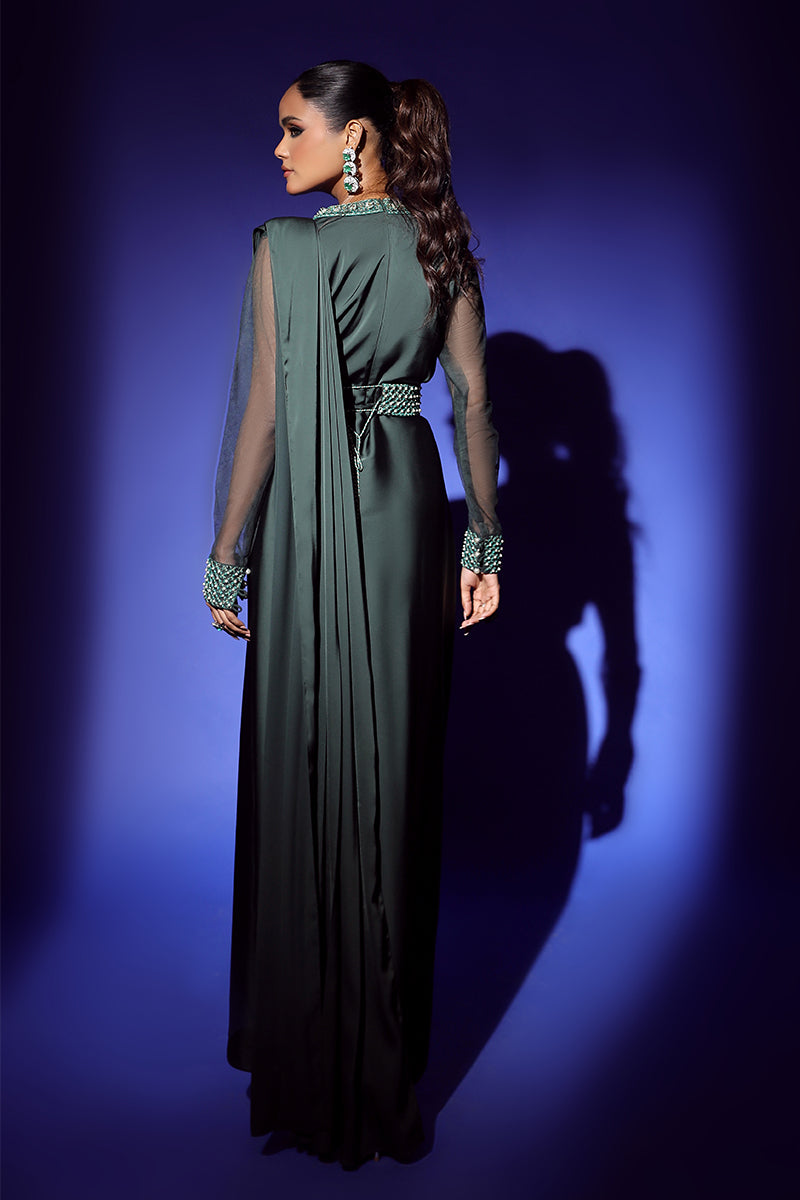 Wardha Saleem | Luxury Pret Fusion Wear | ZEPHYR SAREE DRAPE WITH BELT (2PC) - Ladies Clothes 