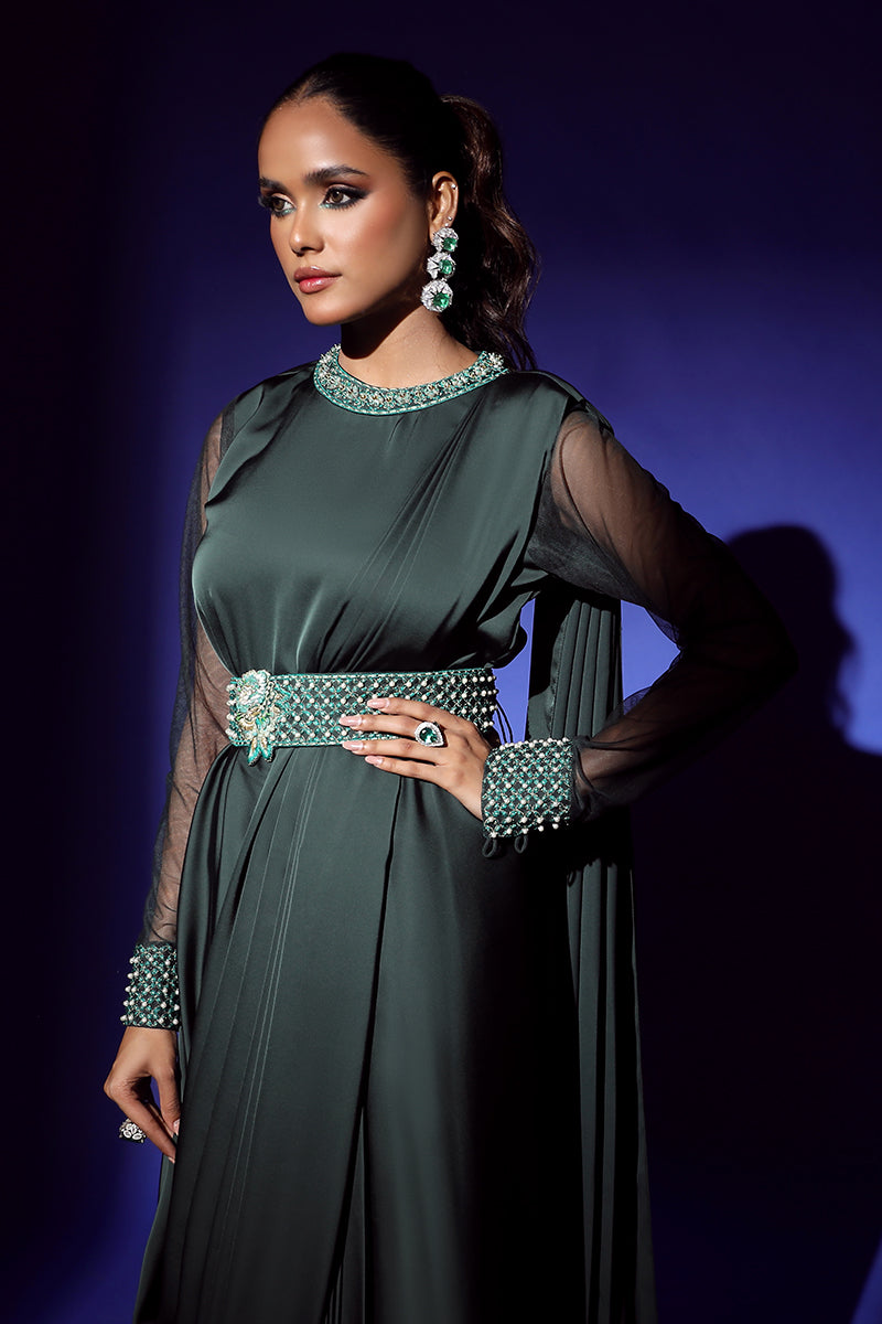 Wardha Saleem | Luxury Pret Fusion Wear | ZEPHYR SAREE DRAPE WITH BELT (2PC) - Ladies Clothes 