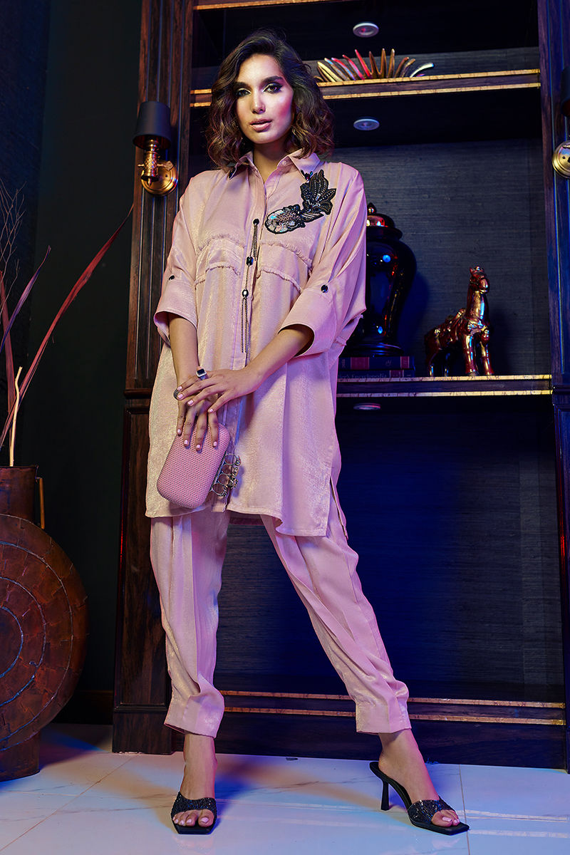 Wardha Saleem | Luxury Pret Fusion Wear | ZENâ SALMON PINK CO-ORD SET - Ladies Clothes 