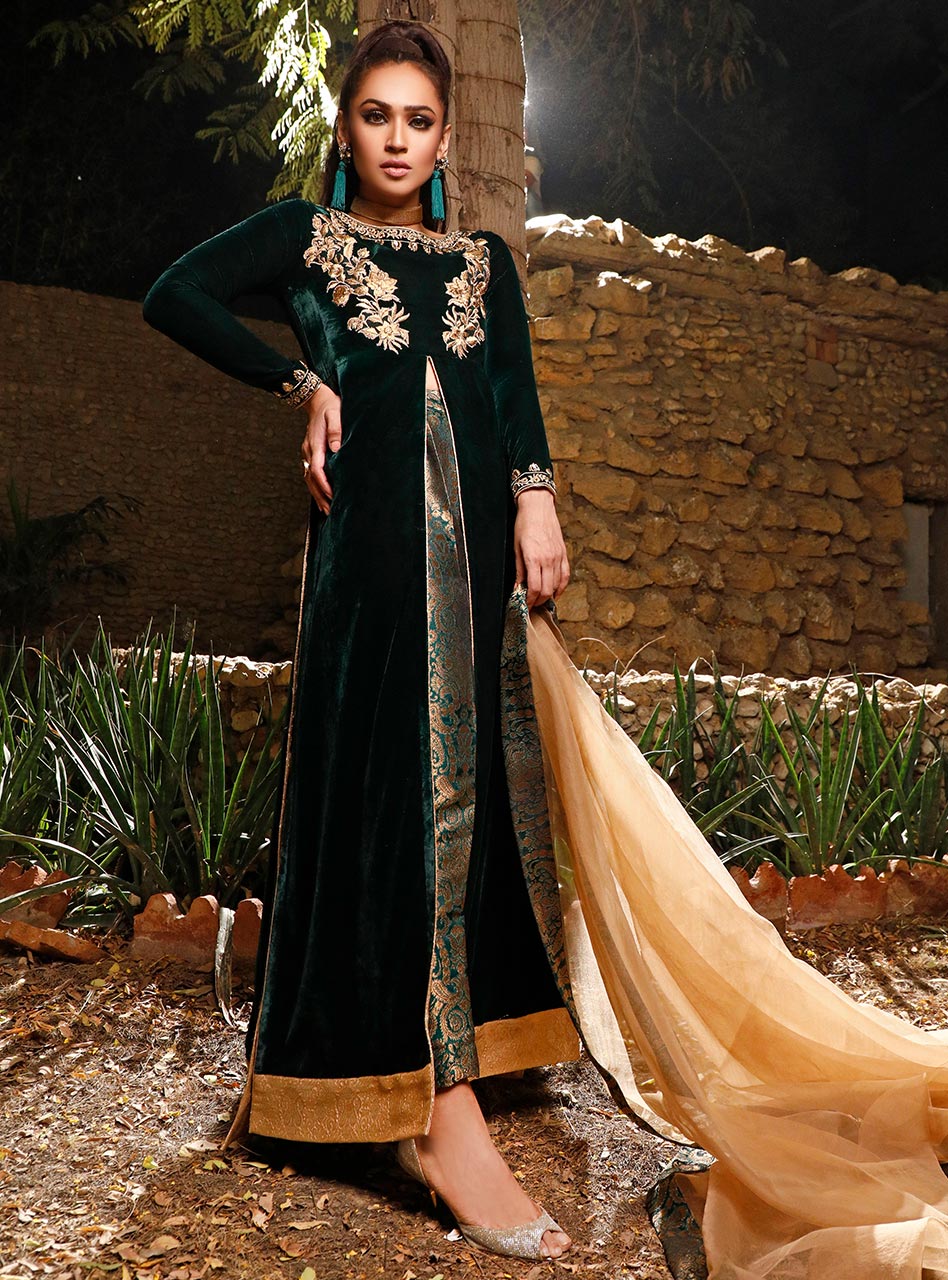 Zainab Chottani | Semi Formals | DARK MOSS TOPAZ - Ladies Clothes - Maria Faisal