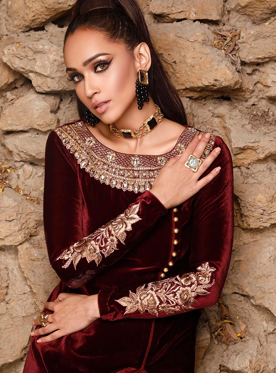 Zainab Chottani | Semi Formals | ALIZARIN CRIMSON - Ladies Clothes - Maria Faisal