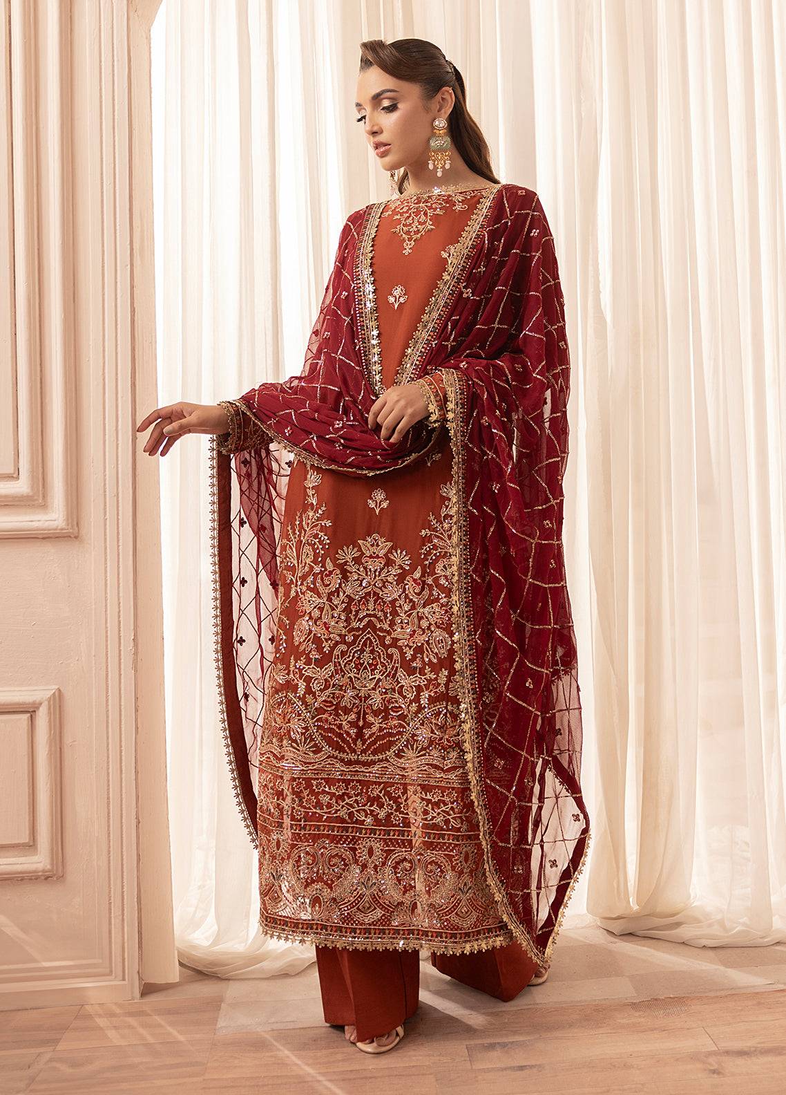 Sahane | Elyssa Festive Chiffon | CT-19007 Dune - ELYSSA by Maria Faisal - Registered Vendor of : Sahane - type : Ladies Clothes - 100% original wedding dresses