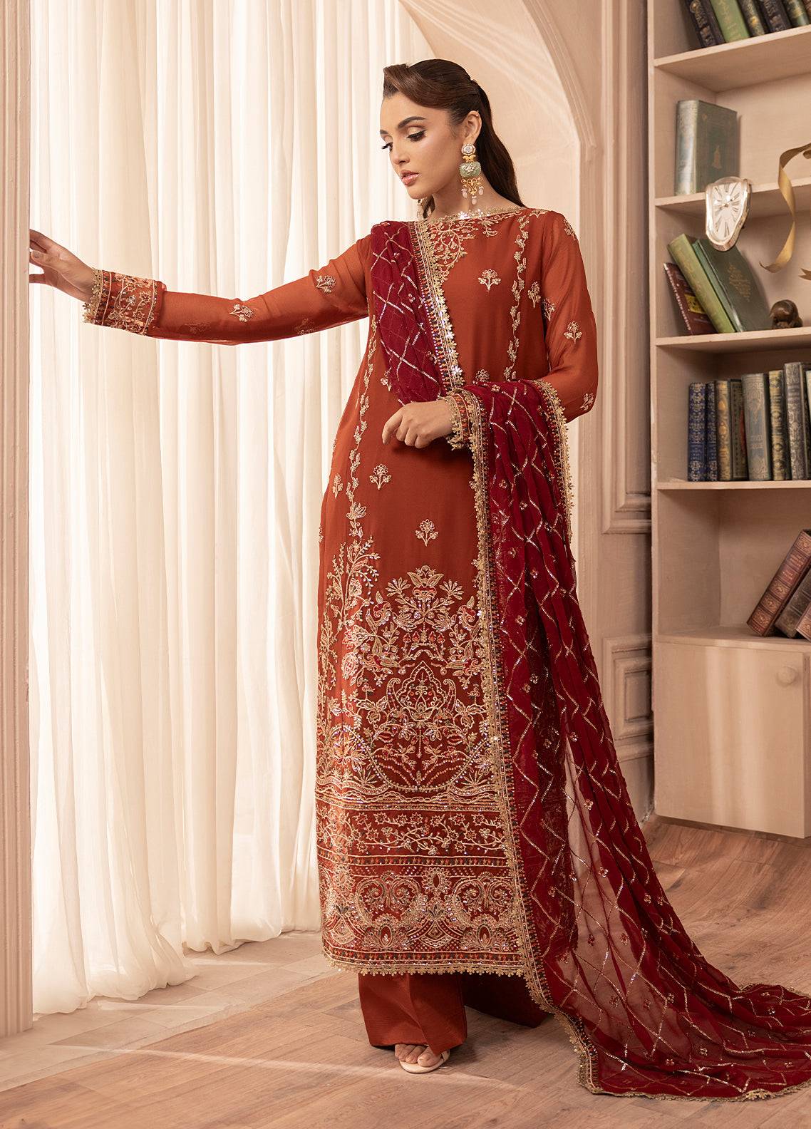 Sahane | Elyssa Festive Chiffon | CT-19007 Dune - ELYSSA by Maria Faisal - Registered Vendor of : Sahane - type : Ladies Clothes - 100% original wedding dresses
