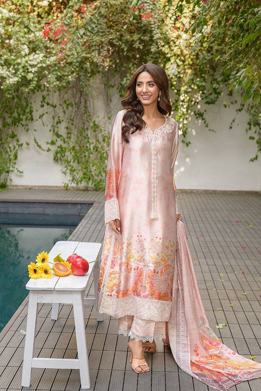 Fatima Khan | Eid Digital Silk Prints | Oriental Peach by Maria Faisal - Registered Vendor of : Fatima Khan - type : Ladies Clothes - 100% original wedding dresses