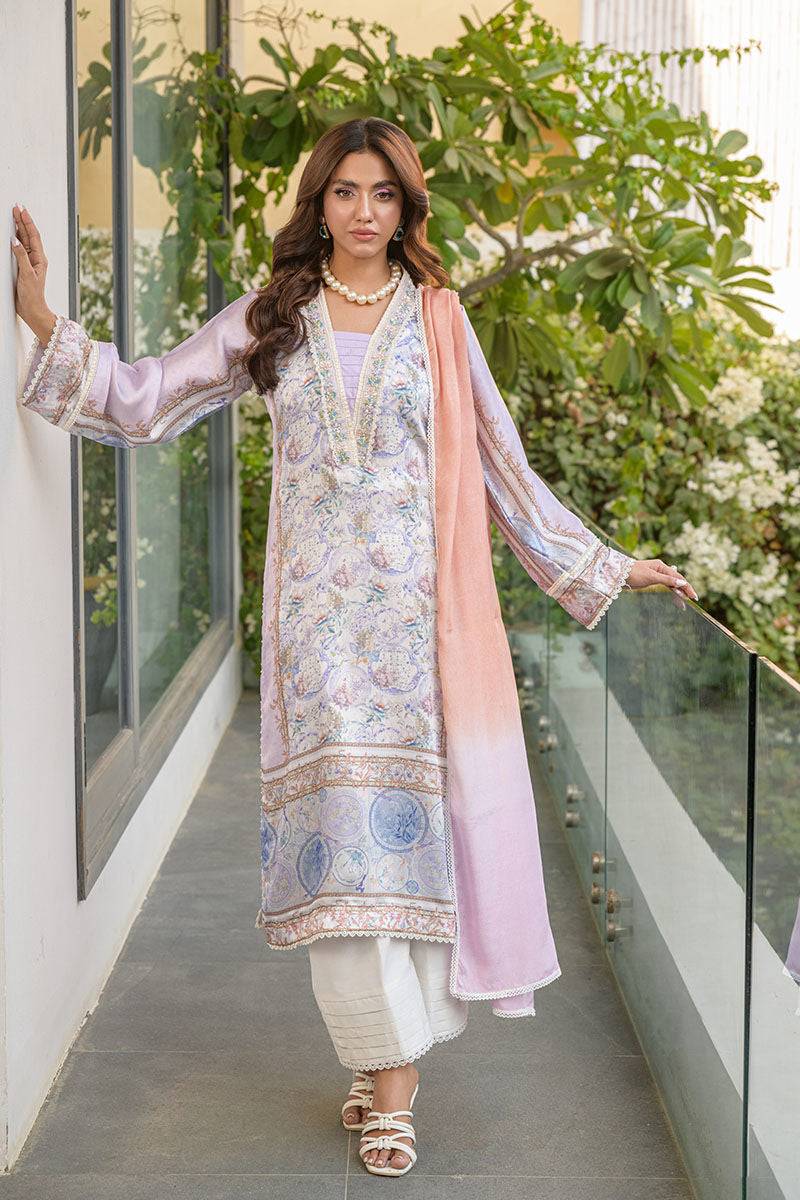 Fatima Khan | Eid Digital Silk Prints | Aqua Coral by Maria Faisal - Registered Vendor of : Fatima Khan - type : Ladies Clothes - 100% original wedding dresses