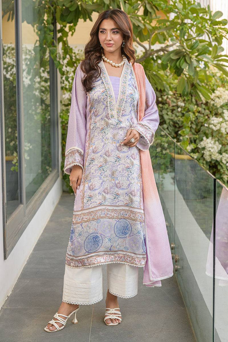 Fatima Khan | Eid Digital Silk Prints | Aqua Coral by Maria Faisal - Registered Vendor of : Fatima Khan - type : Ladies Clothes - 100% original wedding dresses
