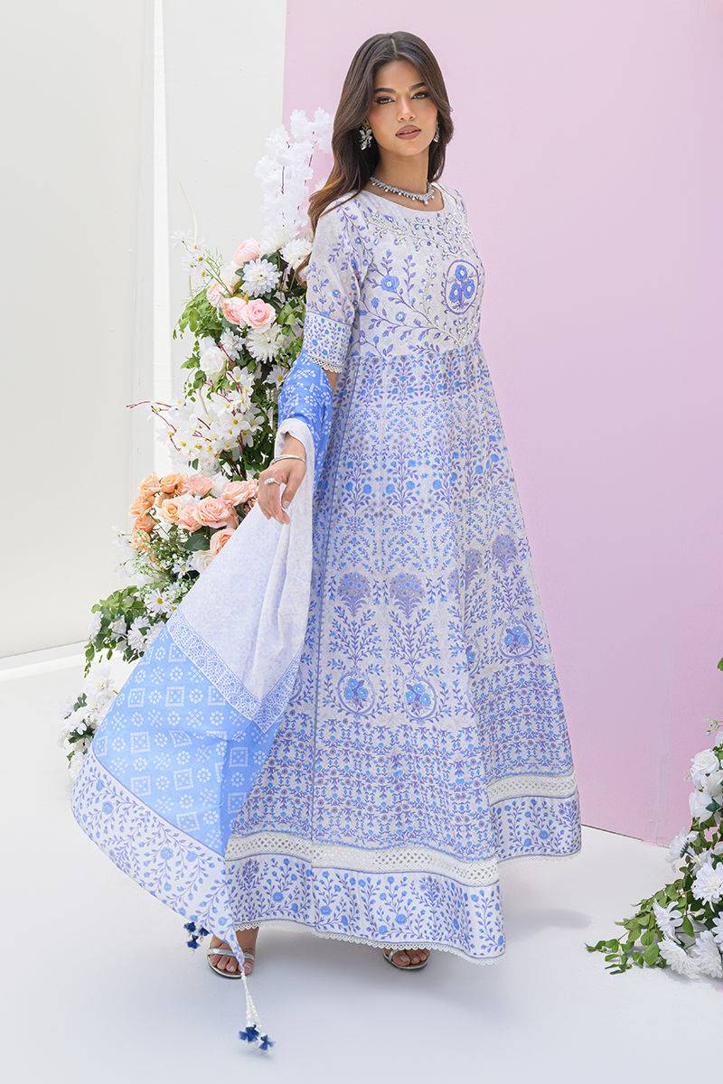 Fatima Khan | Eid Digital Silk Prints | Azure Blue by Maria Faisal - Registered Vendor of : Fatima Khan - type : Ladies Clothes - 100% original wedding dresses