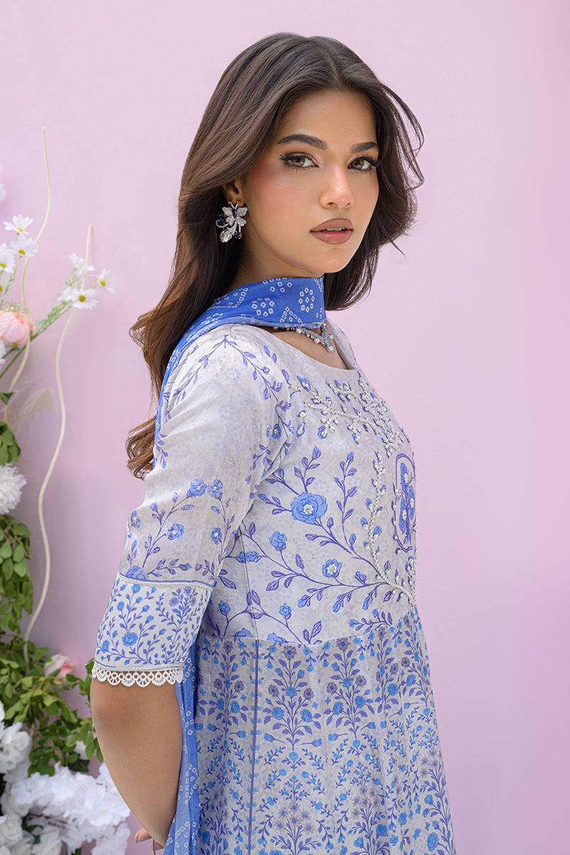 Fatima Khan | Eid Digital Silk Prints | Azure Blue by Maria Faisal - Registered Vendor of : Fatima Khan - type : Ladies Clothes - 100% original wedding dresses