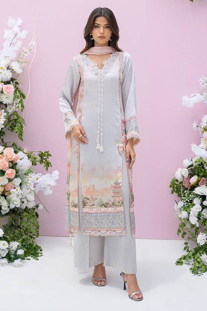 Fatima Khan | Eid Digital Silk Prints | Oriental Haze by Maria Faisal - Registered Vendor of : Fatima Khan - type : Ladies Clothes - 100% original wedding dresses