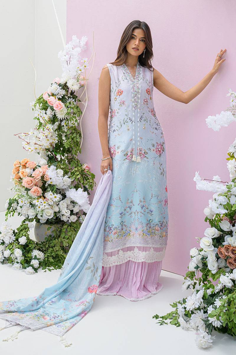 Fatima Khan | Eid Digital Silk Prints | Skye by Maria Faisal - Registered Vendor of : Fatima Khan - type : Ladies Clothes - 100% original wedding dresses