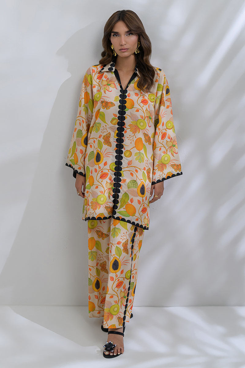 Fatima Khan | FK Prints | Breezy Papaya - Ladies Clothes - Maria Faisal