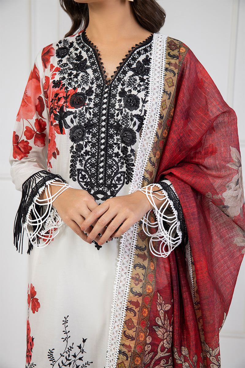 Shamaeel Ansari | Bagh e Bahar Lawn | Surkh Bahar - Luxury Dress - available at Maria Faisal in UK and USA.