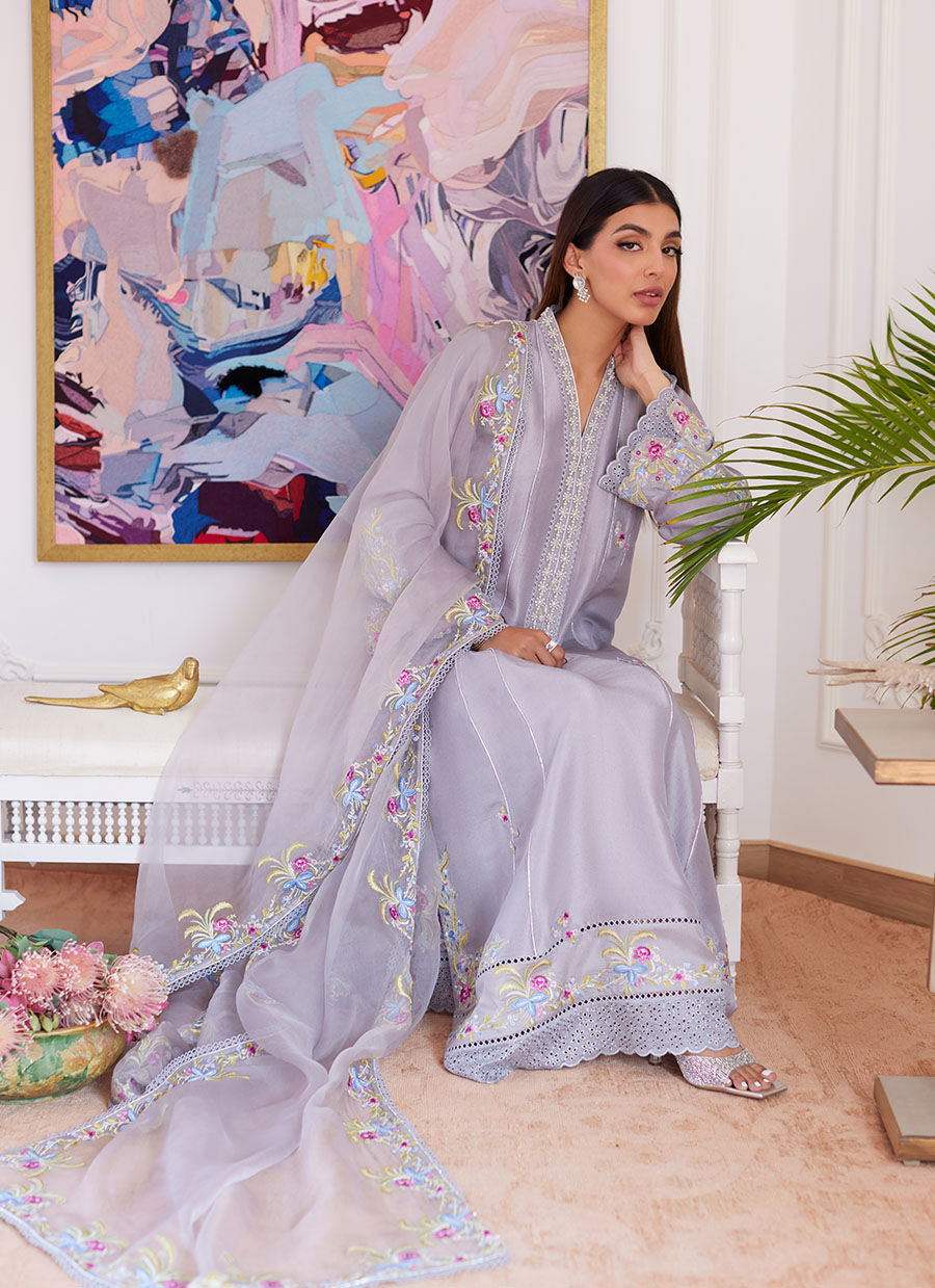 Farah Talib Aziz | Luna Eid Collection 24 | ODETTE SILVER GREY - Ladies Clothes - Maria Faisal