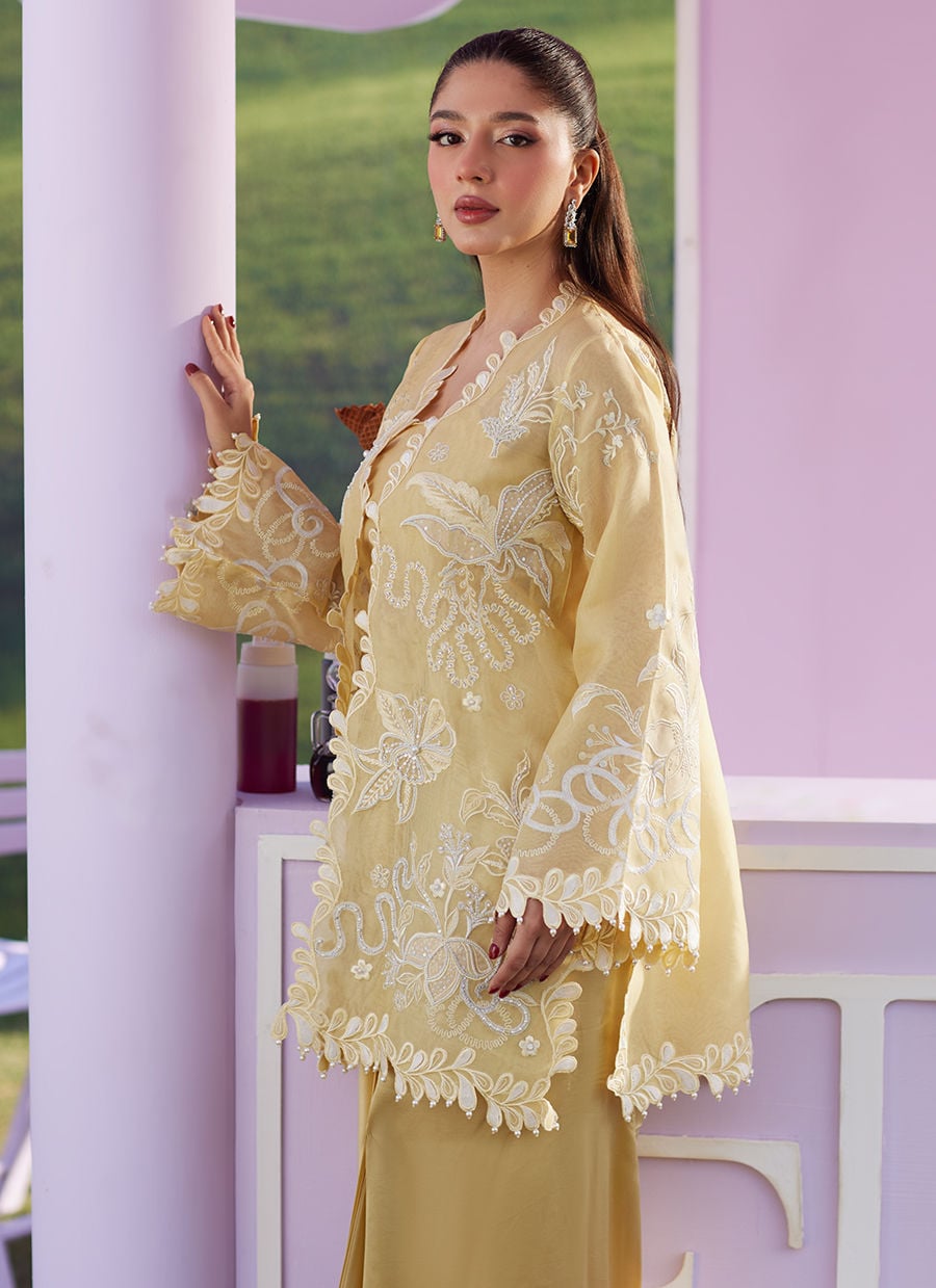 Farah Talib Aziz | Luna Eid 26 | Soleia Jacket - Luxury Dress - available at Maria Faisal in UK and USA.
