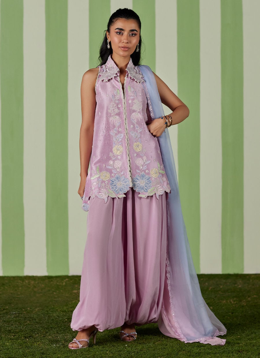 Farah Talib Aziz | Luna Eid 26 | Deeba Jacket with Dupatta - Luxury Dress - available at Maria Faisal in UK and USA.
