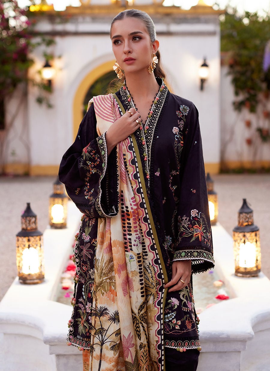 Farah Talib Aziz | Luxury Lawn 26 | Blanca Black - Luxury Dress - available at Maria Faisal in UK and USA.