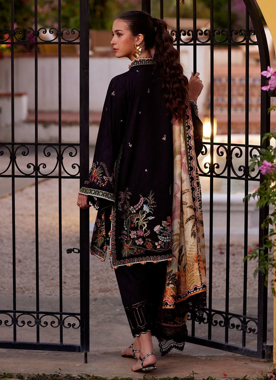 Farah Talib Aziz | Luxury Lawn 26 | Blanca Black - Luxury Dress - available at Maria Faisal in UK and USA.
