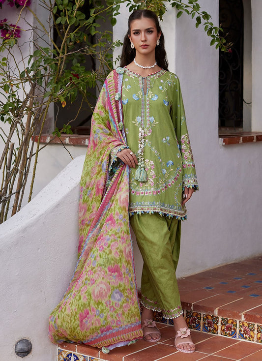 Farah Talib Aziz | Luxury Lawn 26 | Carmen Kiwi - Luxury Dress - available at Maria Faisal in UK and USA.