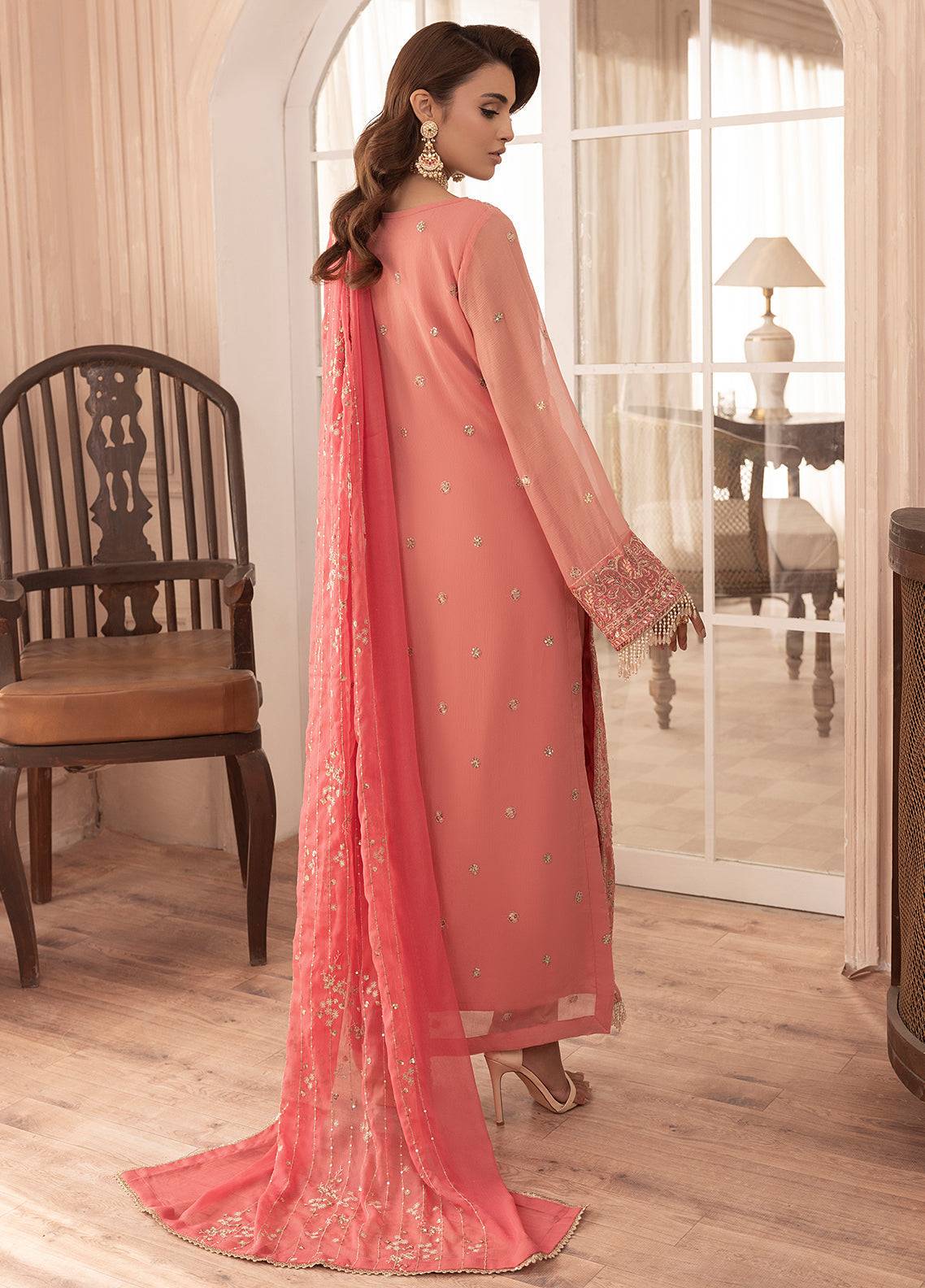 Sahane | Elyssa Festive Chiffon | CT-19003 Rosa - ELYSSA by Maria Faisal - Registered Vendor of : Sahane - type : Ladies Clothes - 100% original wedding dresses