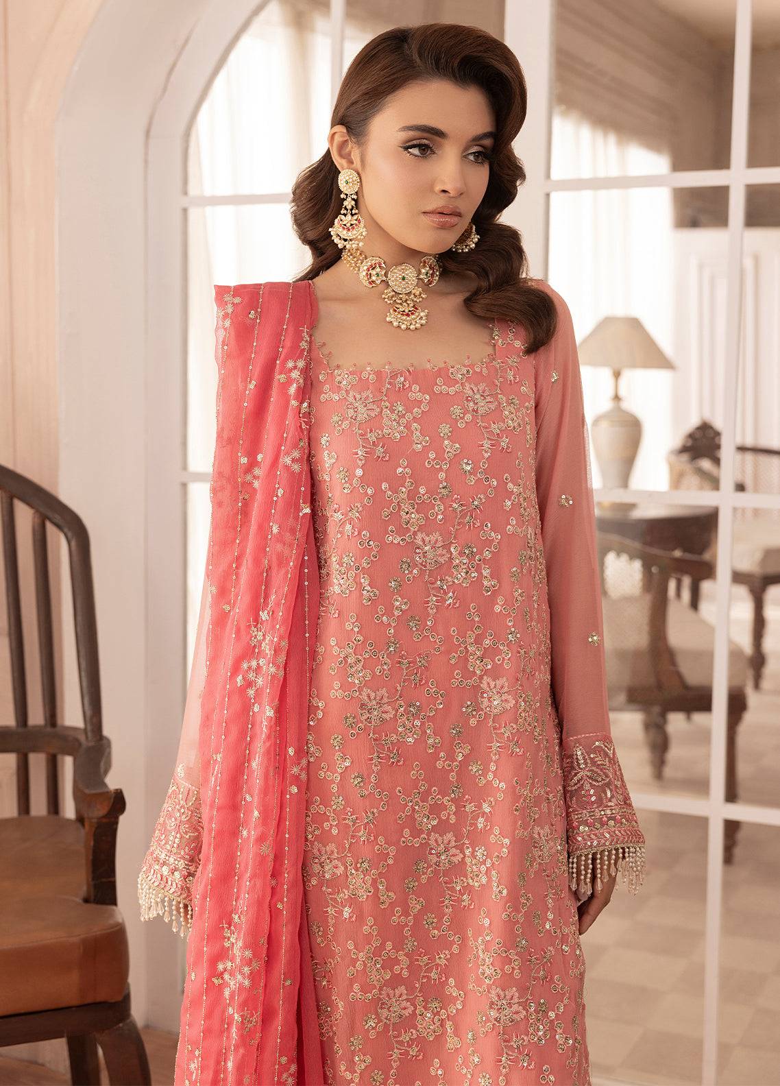 Sahane | Elyssa Festive Chiffon | CT-19003 Rosa - ELYSSA by Maria Faisal - Registered Vendor of : Sahane - type : Ladies Clothes - 100% original wedding dresses