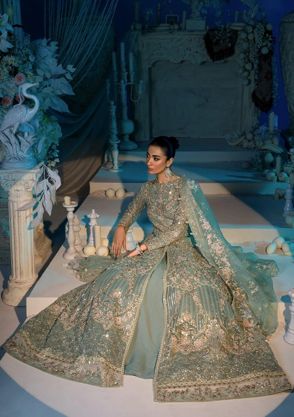 Elaf Premium | Evara Formals 24 | EFE-02 ELSA - Designer Dress with Intricate embroidery and embellishments. Shop elegent wedding dress at Maria Faisal.