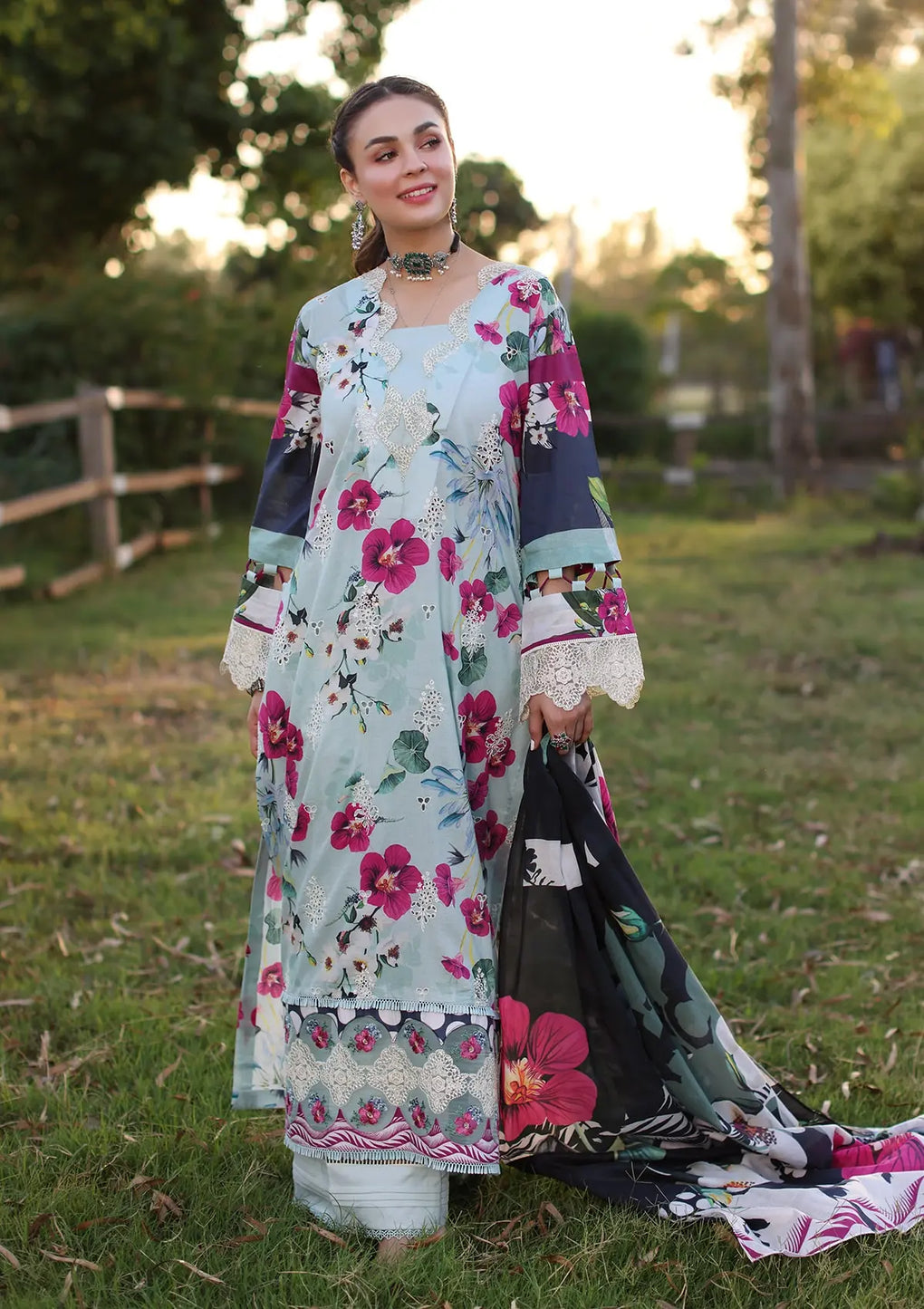 Elaf Premium | Prints Chikankari 24 | 01B AQUABELLA - Waniyas