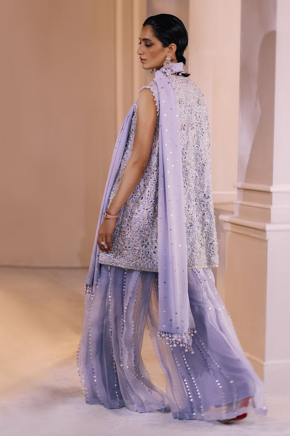 Elan | Demi Couture Onirique | CRISTALLIN LILAS (EP-20653) - Designer Dress with Intricate embroidery and embellishments. Shop elegent wedding dress at Maria Faisal.