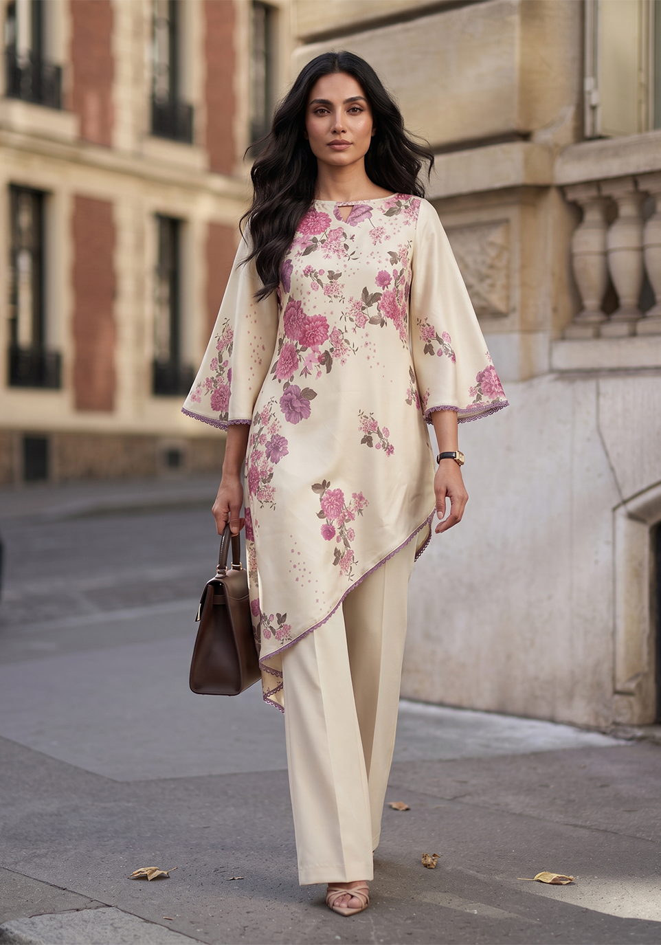 Zarqash | Silk Edit 26 | Blush Botanica - Luxury Dress - available at Maria Faisal in UK and USA.