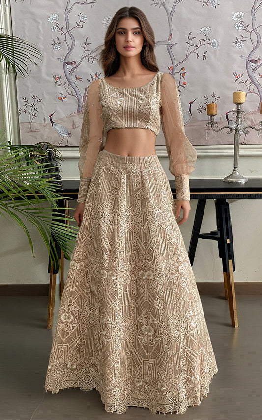 Threads and Motifs | Formal Dresses 25 | Organza Embroidered Blouse And Embroidered Lehenga - Ladies Clothes - Maria Faisal