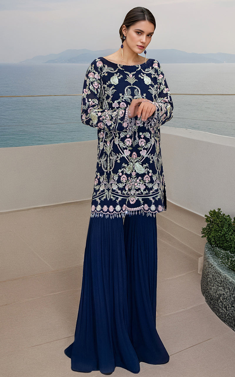 Threads and Motifs | Formal Dresses 25 | Chiffon Embroidered Shirt - Ladies Clothes - Maria Faisal