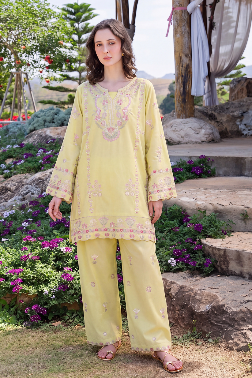 Saad Shaikh | Ease Fall Edit 26 | Daffodil - Casual Dress - available at Maria Faisal in UK and USA.