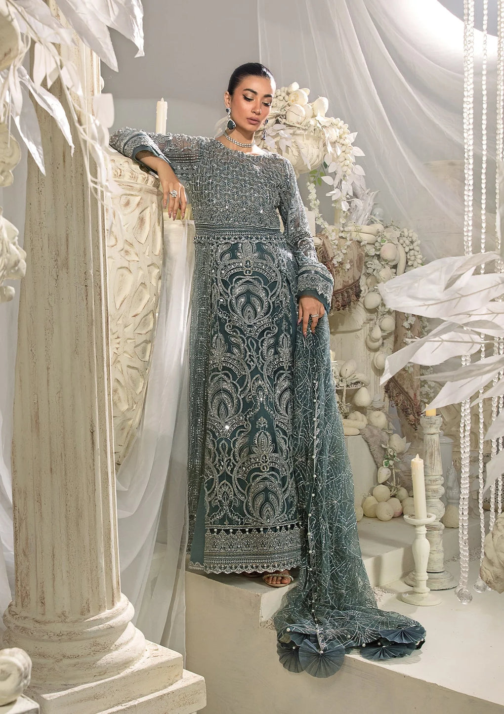 Elaf Premium | Evara Formals 24 | EFE-08 NIRVANA - Designer Dress with Intricate embroidery and embellishments. Shop elegent wedding dress at Maria Faisal.