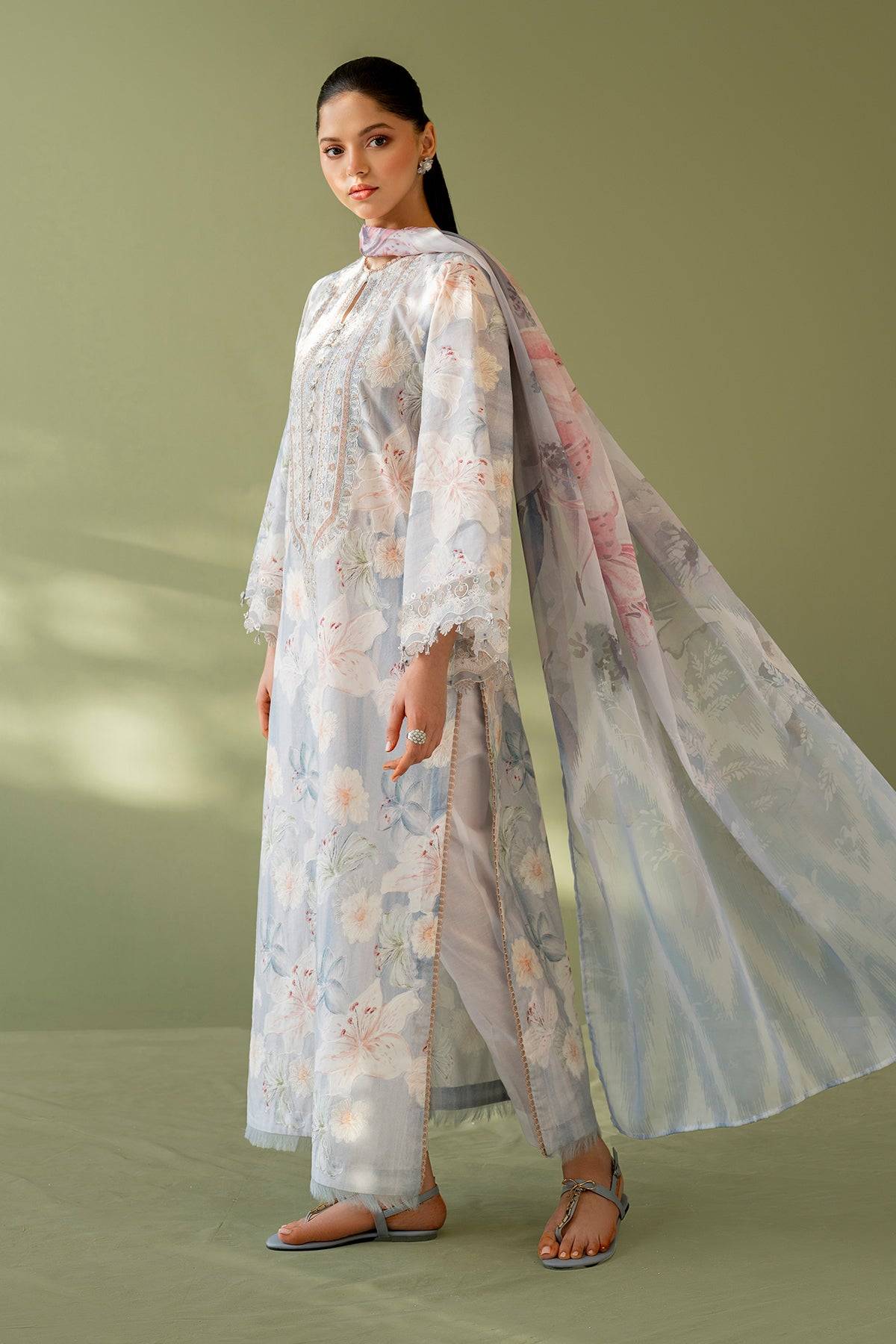Baroque | Eid Printique | EMBROIDERED PRINTED LAWN UF-4166 by Maria Faisal - Registered Vendor of : Baroque - type : Ladies Clothes - 100% original wedding dresses