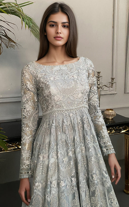 Threads and Motifs | Formal Dresses 25 | Net Embroidered Maxi - Ladies Clothes - Maria Faisal