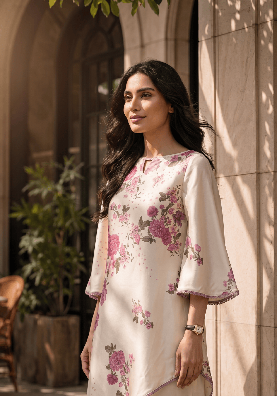 Zarqash | Silk Edit 26 | Blush Botanica - Luxury Dress - available at Maria Faisal in UK and USA.