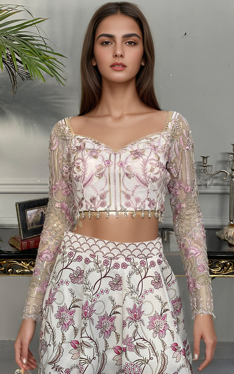 Threads and Motifs | Formal Dresses 25 | Embroidered Blouse With Printed Lehenga And Dupatta