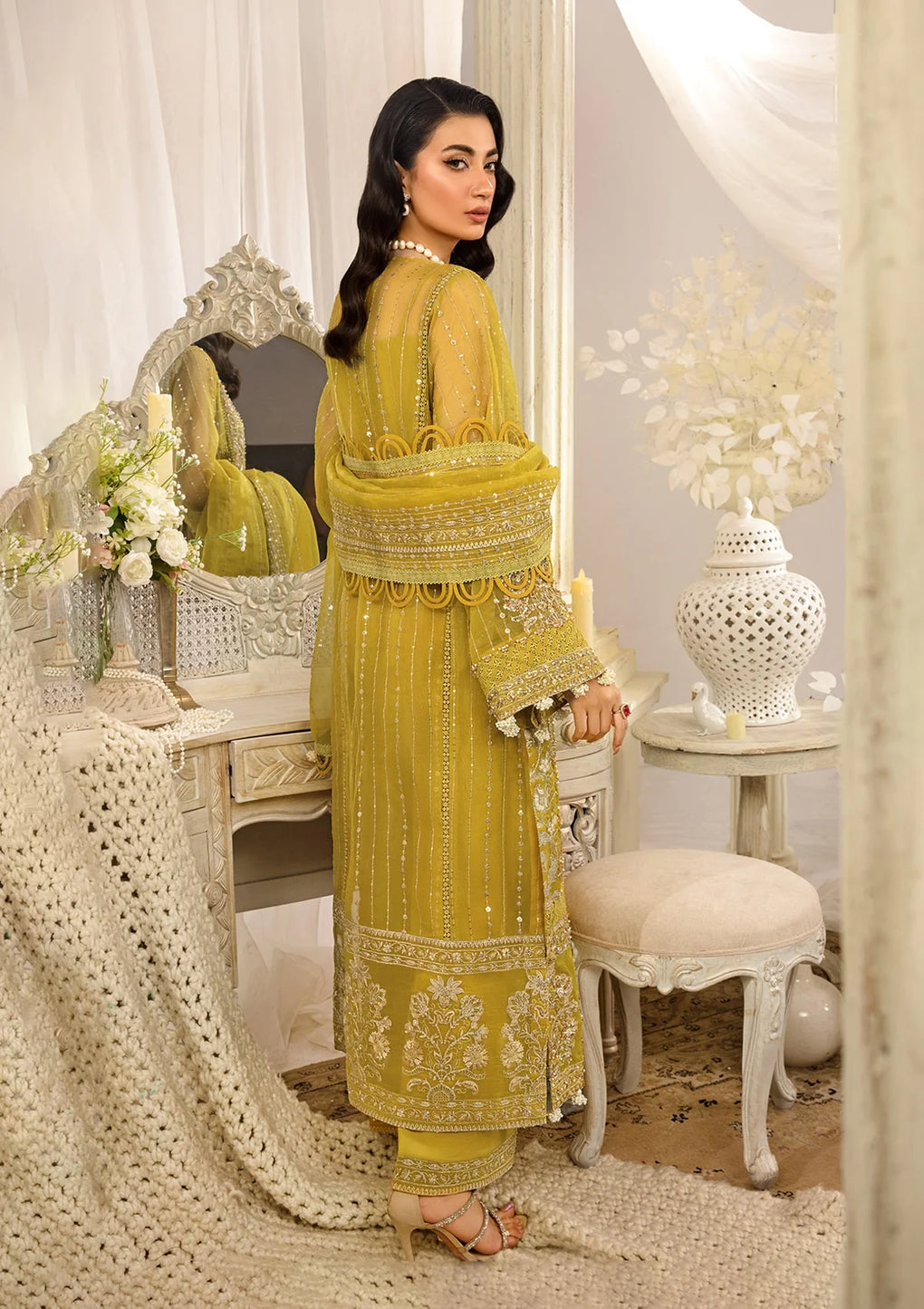 Elaf Premium | Evara Formals 24 | EFE-03 SUNLIT - Designer Dress with Intricate embroidery and embellishments. Shop elegent wedding dress at Maria Faisal.