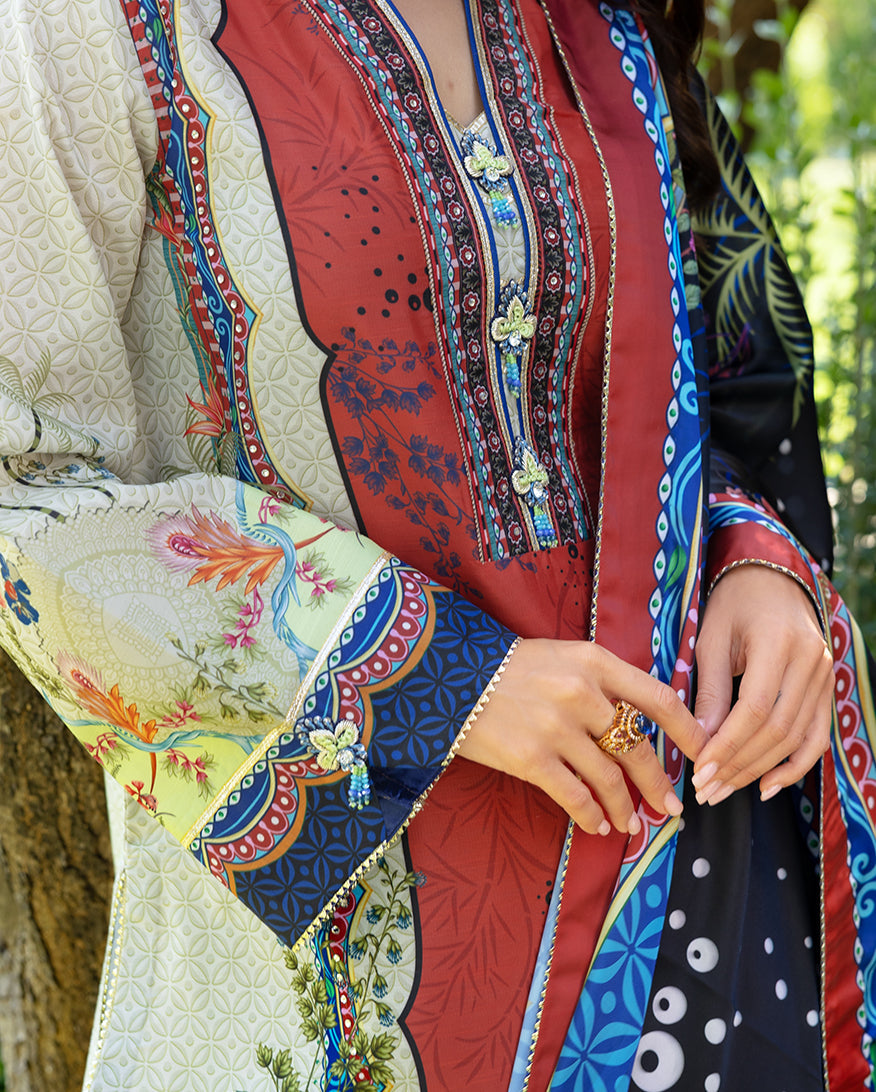 Mushq | Nirvana Printed Silk | Ethereal Gleam - Ladies Clothes - Maria Faisal