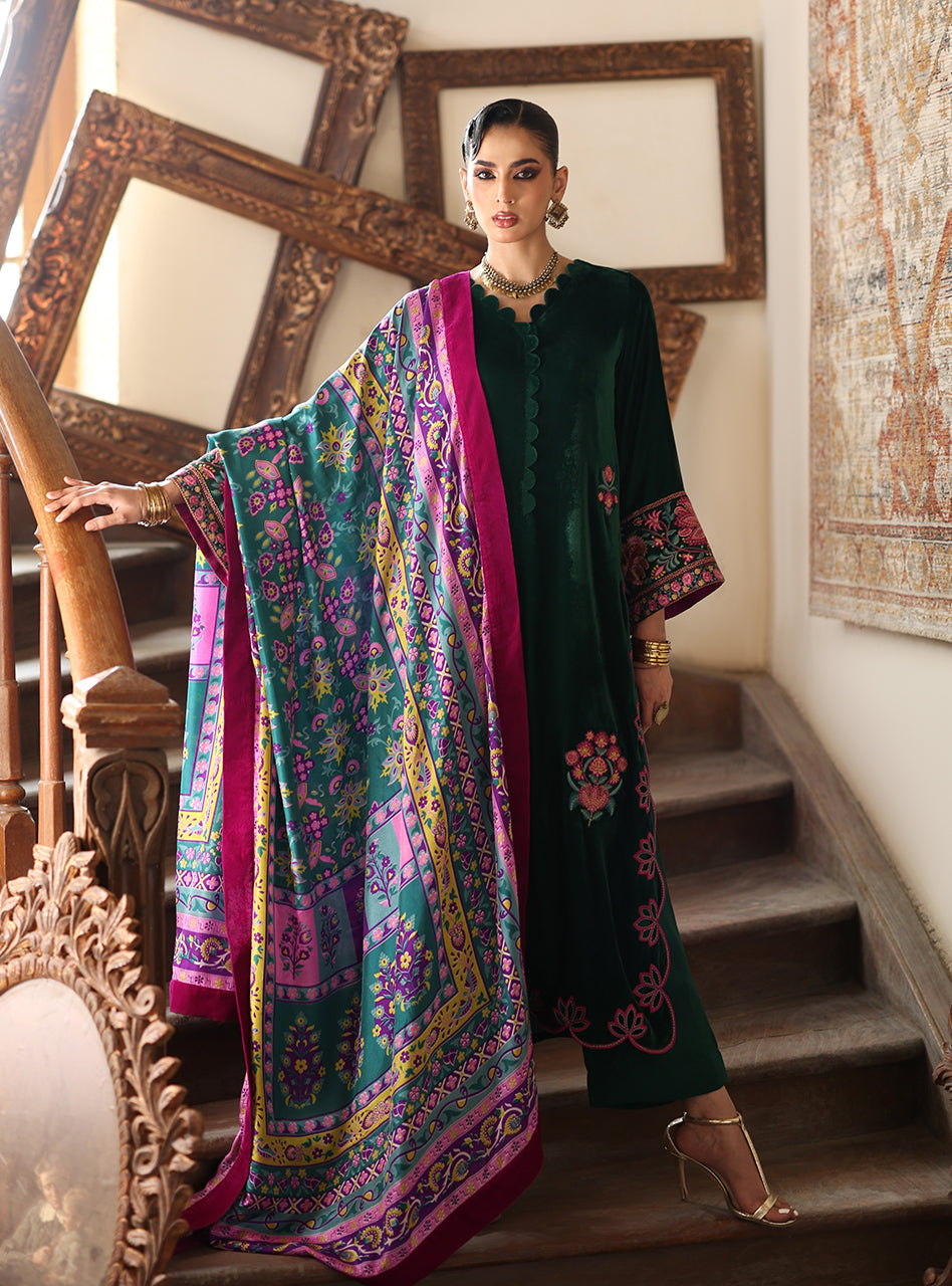 Zainab Chottani | Velura Velvet Edit 25 | Eden Long Shirt - Formal Dress - available at Maria Faisal in UK and USA.