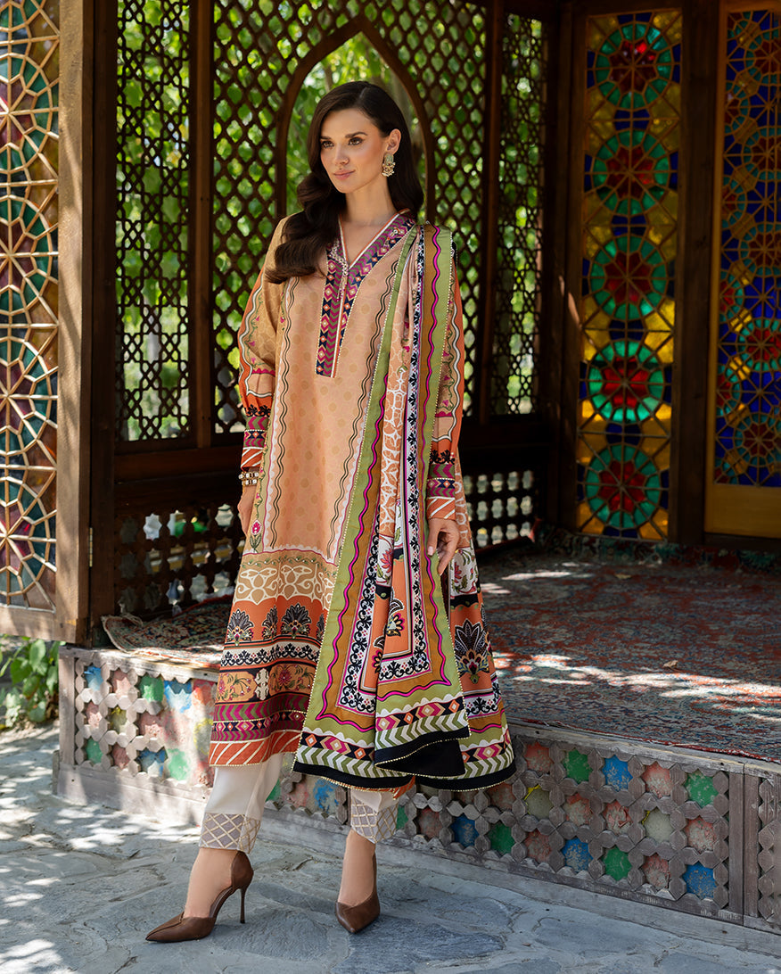 Mushq | Nirvana Printed Silk | Solara Crest - Ladies Clothes - Maria Faisal