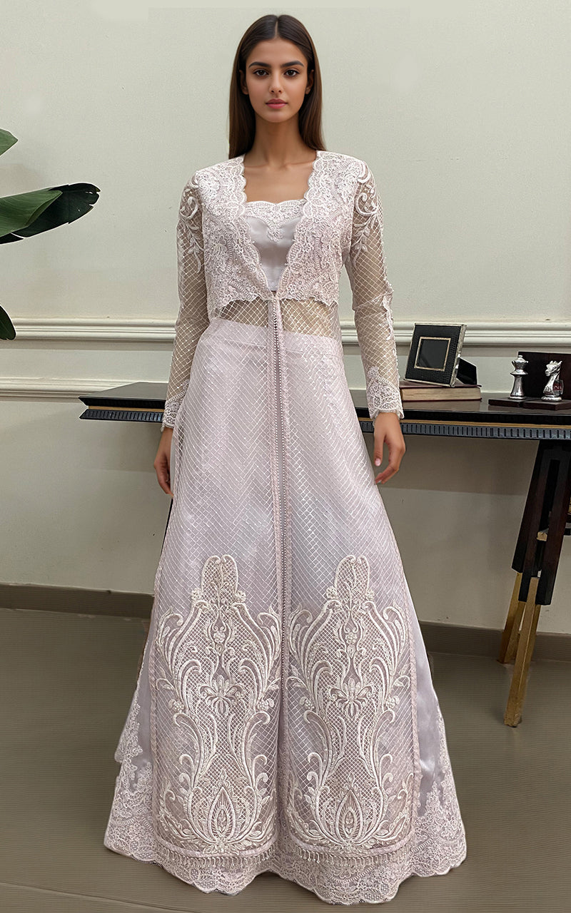 Threads and Motifs | Formal Dresses 25 | Net Embroidered Jacket with Embroidered Blouse and Skirt - Ladies Clothes - Maria Faisal