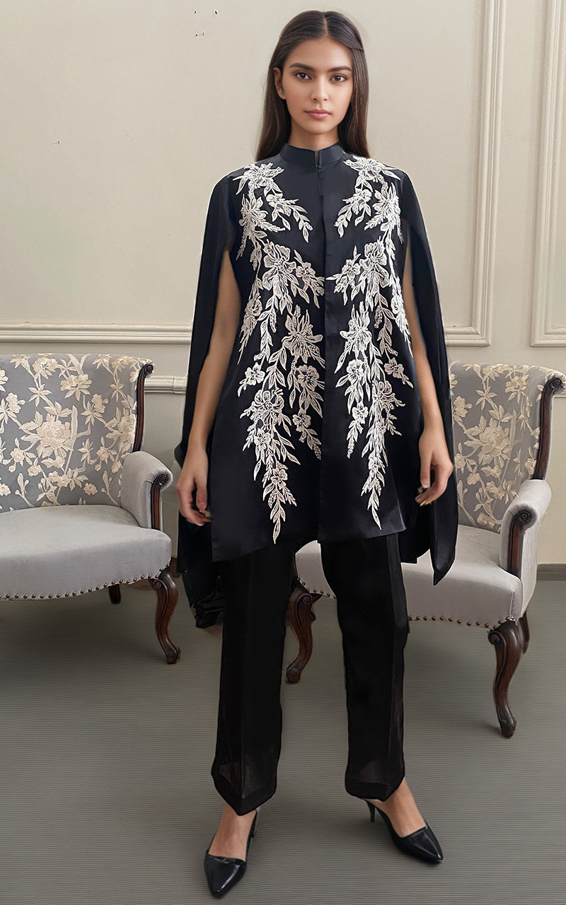Threads and Motifs | Formal Dresses 25 | Embroidered Cape With Trouser - Ladies Clothes - Maria Faisal