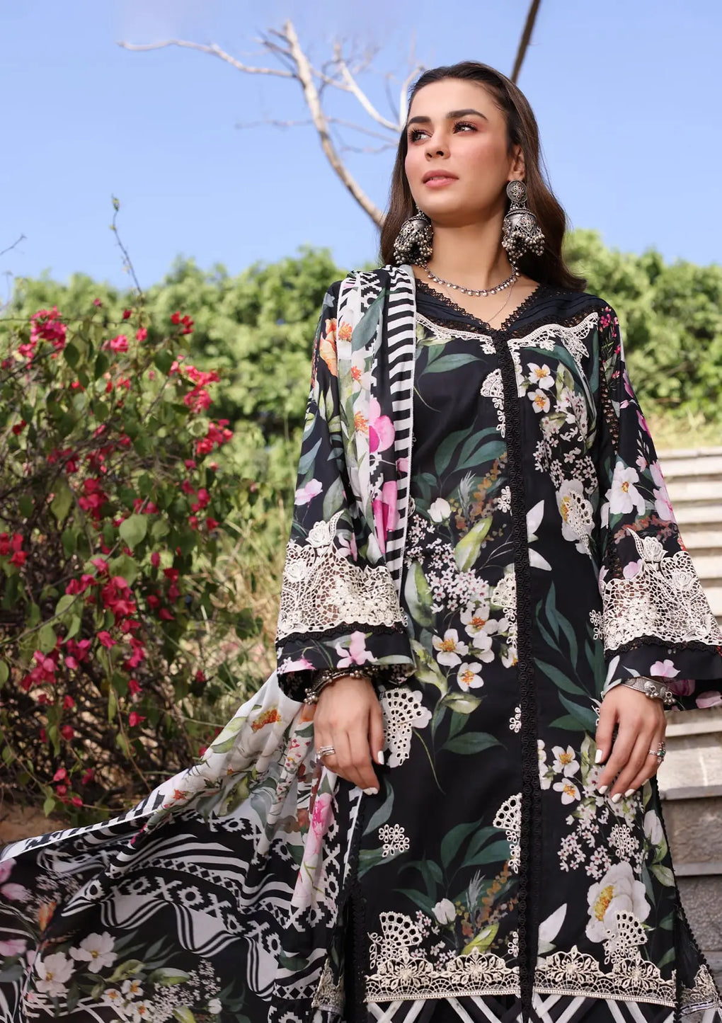 Elaf Premium | Prints Chikankari 24 | 02A NOIREE - Waniyas