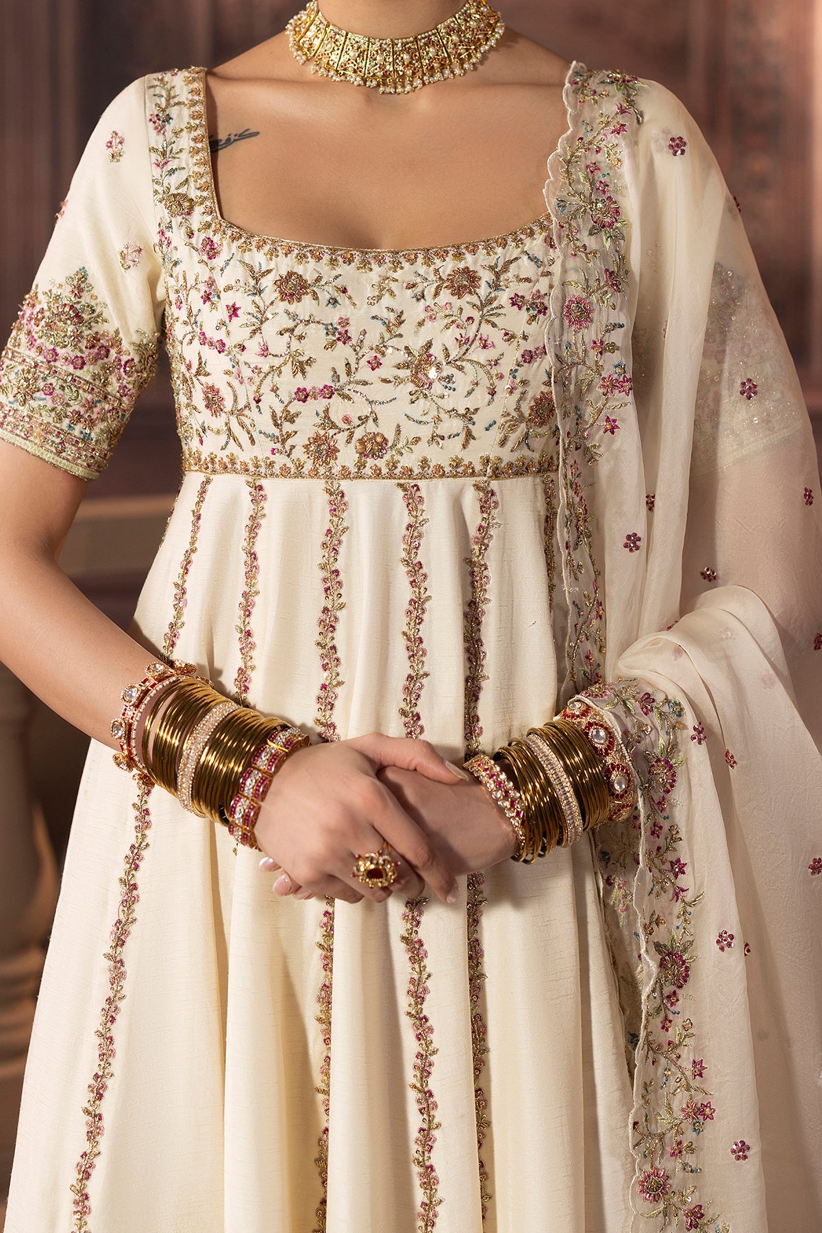 Mina Kashif | Zaib Formals | Chandani - Formal Dress - available at Maria Faisal in UK and USA.