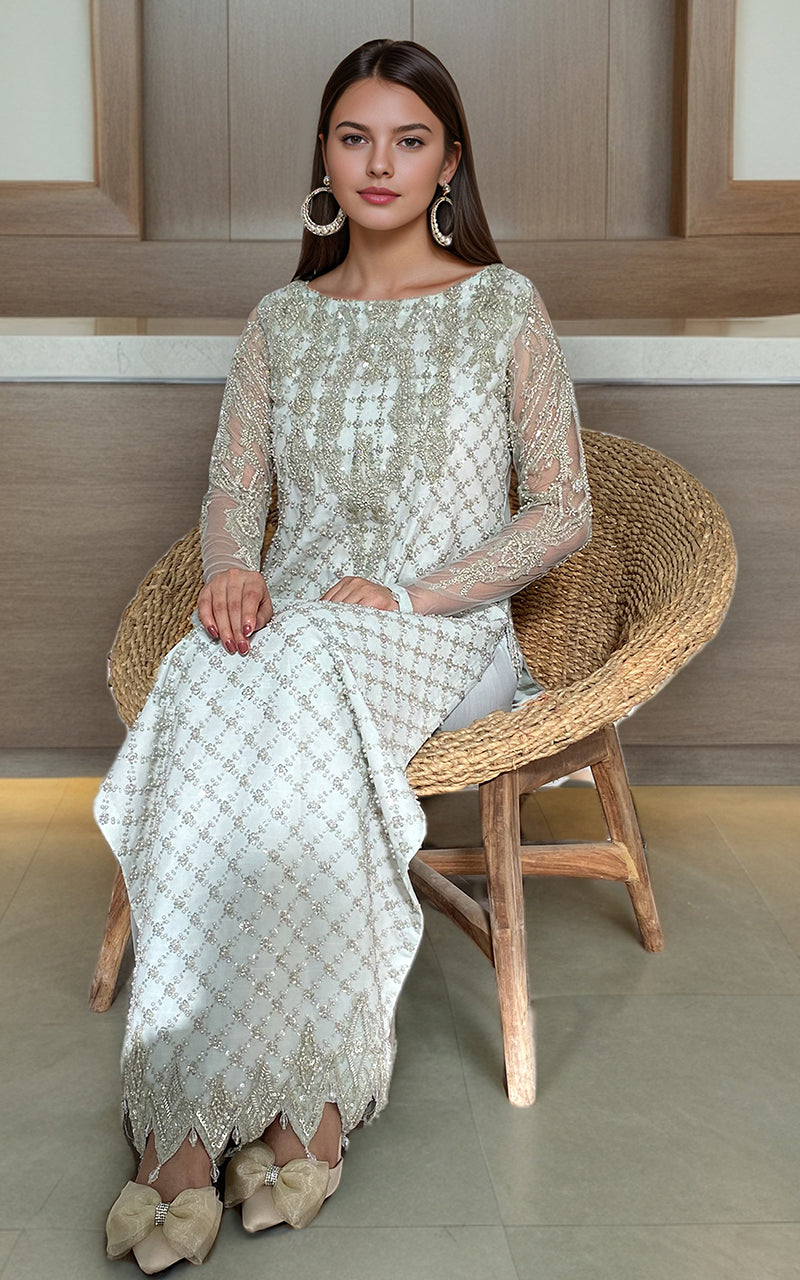 Threads and Motifs | Formal Dresses 25 | Net Embroidered Shirt With Trouser