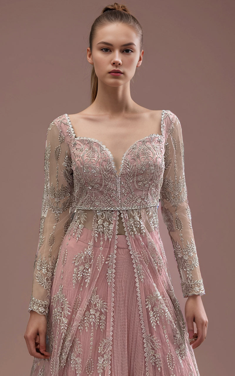 Threads and Motifs | Formal Dresses 25 | Net Embroidered Dress With Skirt And Embroidered Dupatta - Ladies Clothes - Maria Faisal