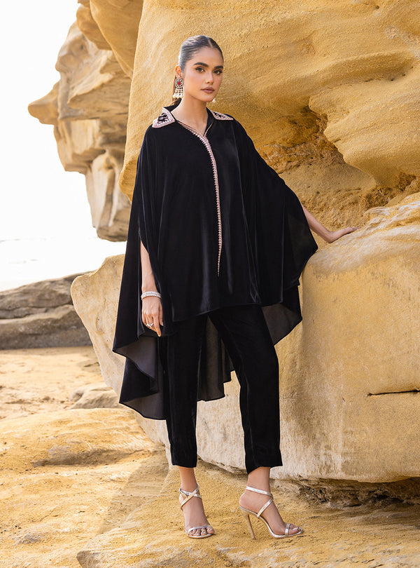 Zainab Chottani | The Kaftan Edit | Black Plum - Formal Dress - available at Maria Faisal in UK and USA.