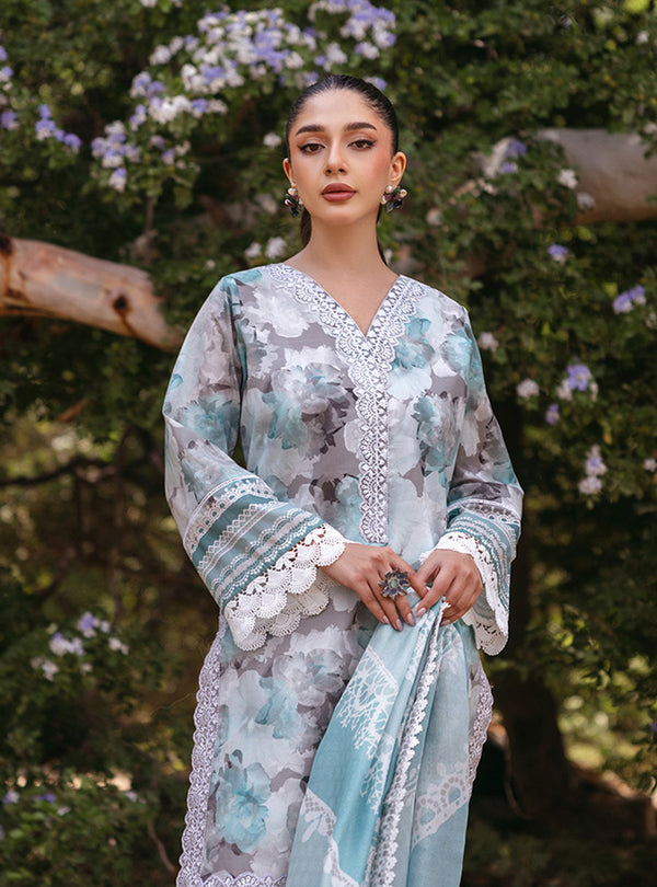 Zainab Chottani | Tahra Lawn 24 | ZINNIA - D 3B - Designer Dress with Intricate embroidery and embellishments. Shop elegent wedding dress at Maria Faisal.