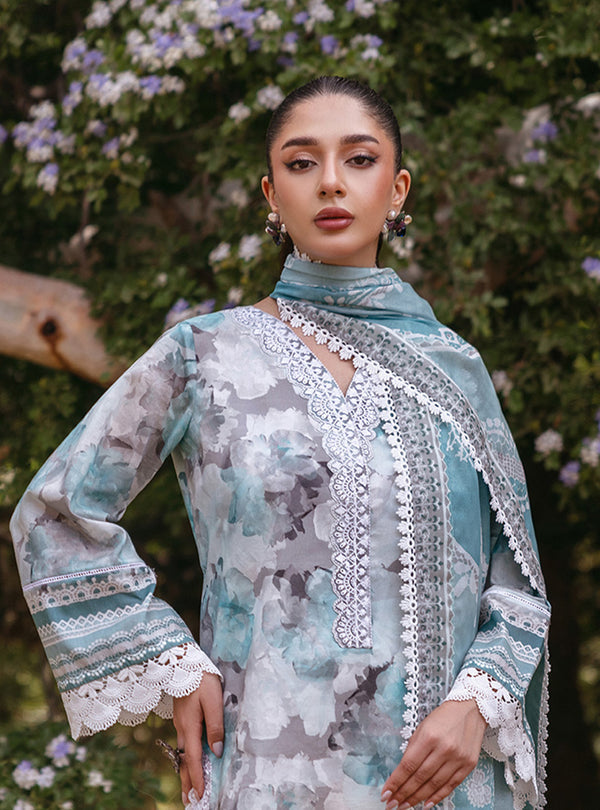 Zainab Chottani | Tahra Lawn 24 | ZINNIA - D 3B - Designer Dress with Intricate embroidery and embellishments. Shop elegent wedding dress at Maria Faisal.