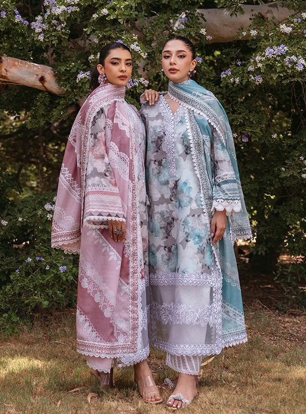 Zainab Chottani | Tahra Lawn 24 | ZINNIA - D 3B - Designer Dress with Intricate embroidery and embellishments. Shop elegent wedding dress at Maria Faisal.